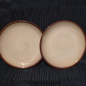 Sango Nova Brown 4933 8” Salad Plate Speckled Tan Brown Rim EUC